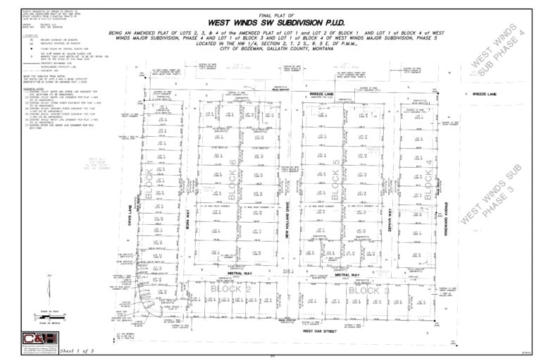 Plat Map for West Winds Subdivision