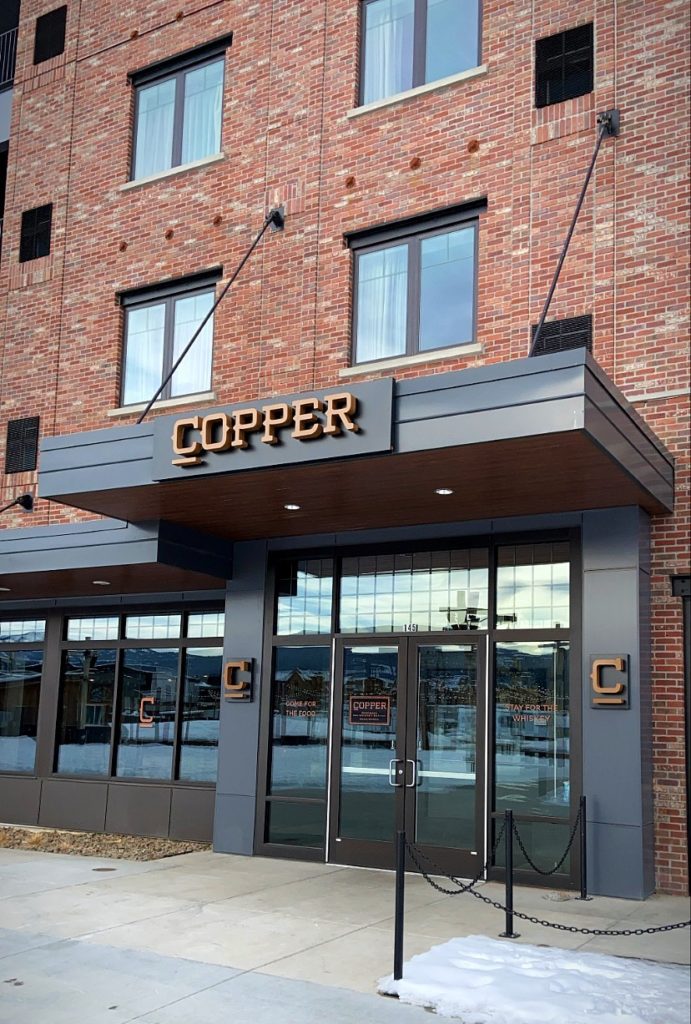 front exterior of Copper whiskey bar and restaurant in big sky