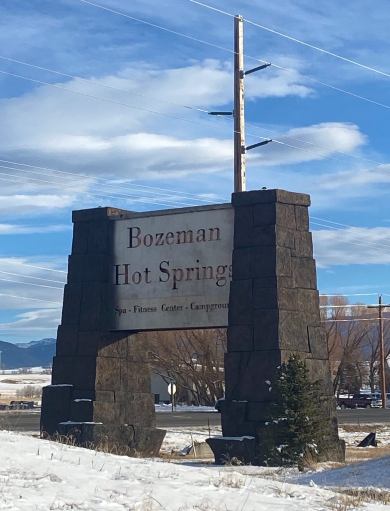 sign outside of bozeman hot springs