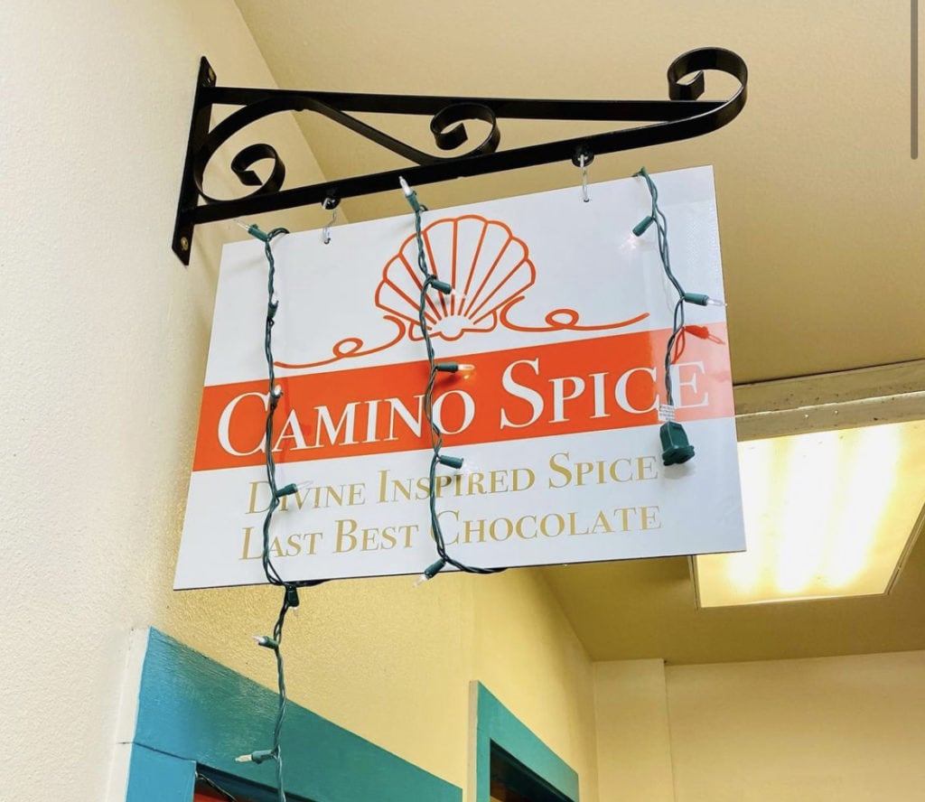 sign outside of Camino Spice in DowntownLivingston
