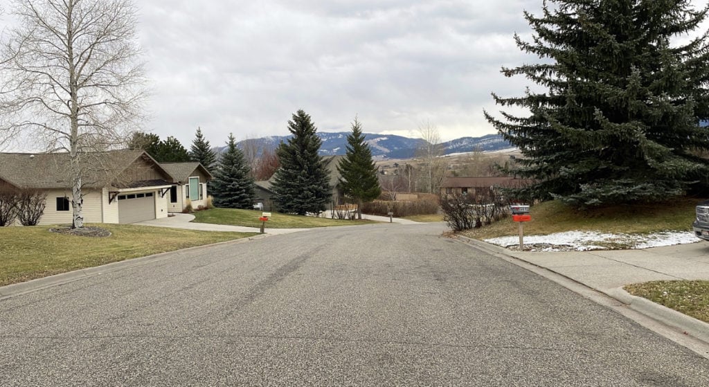 a residential street within the subdivision