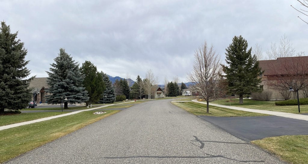 a residential street within the subdivision