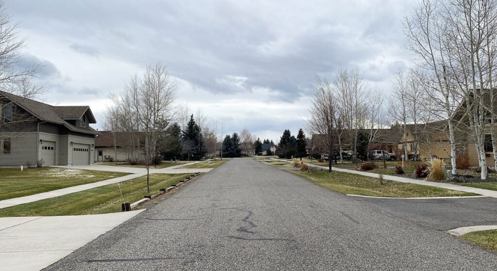 a residential street within the subdivision