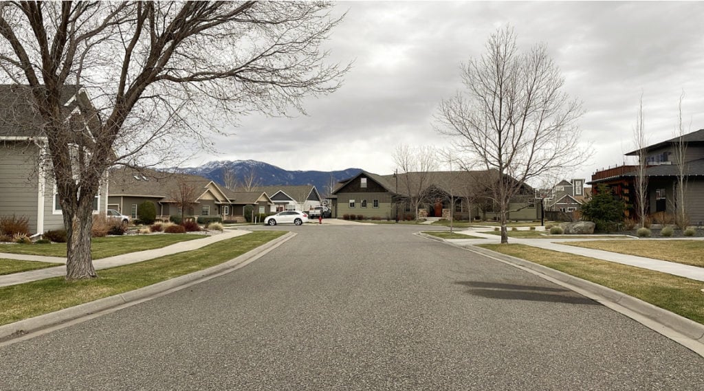 a residential street within the baxter meadows subdivision