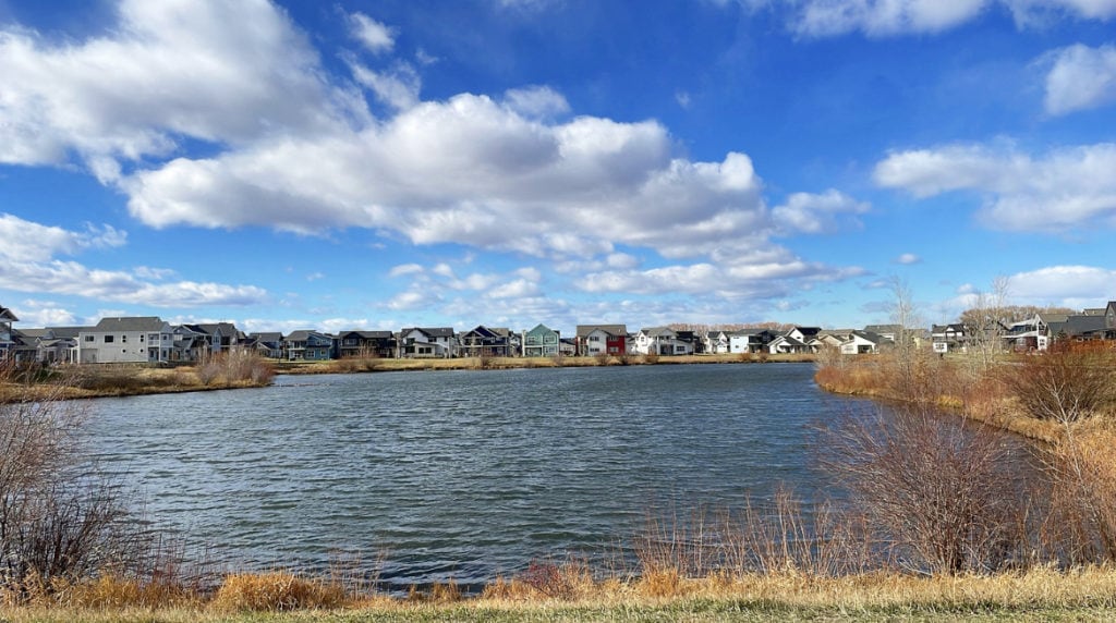 a neighborhood pond within the subdivision