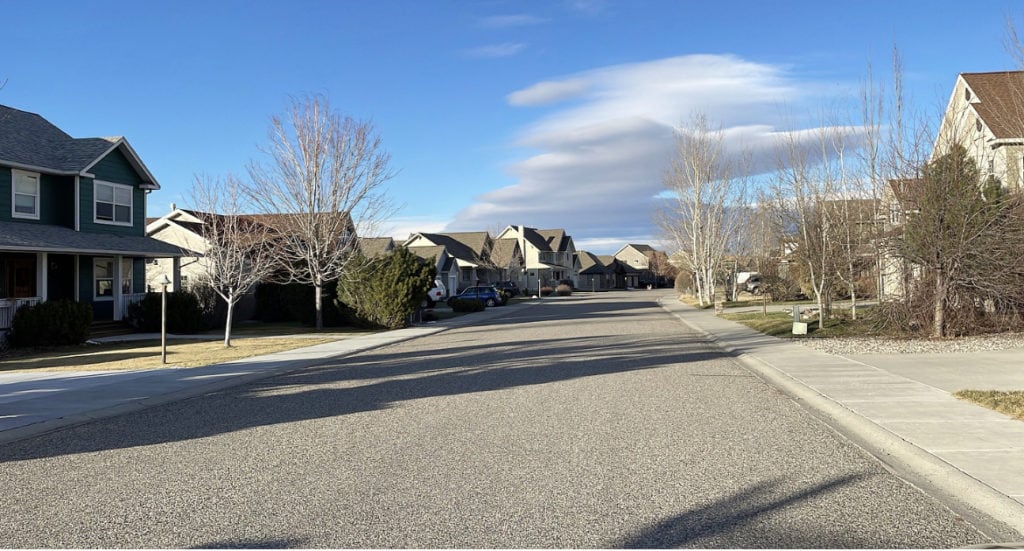 a residential street within the subdivision