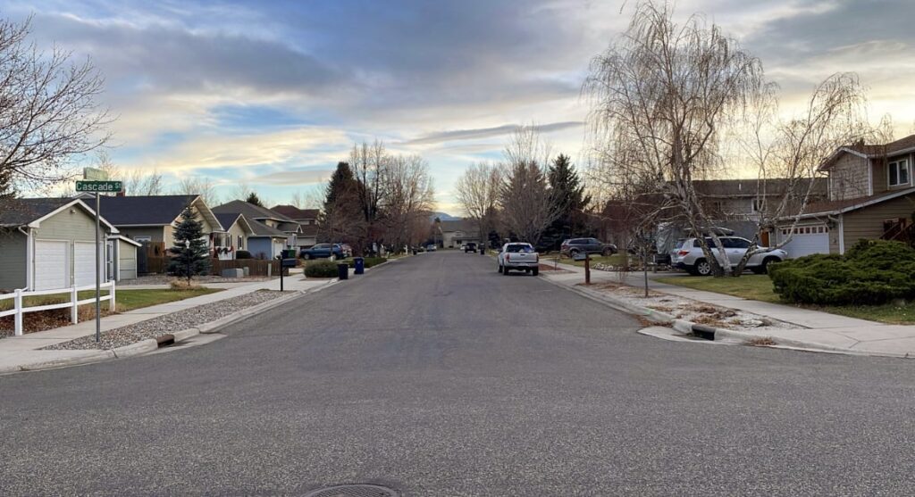 a residential street within the subdivision