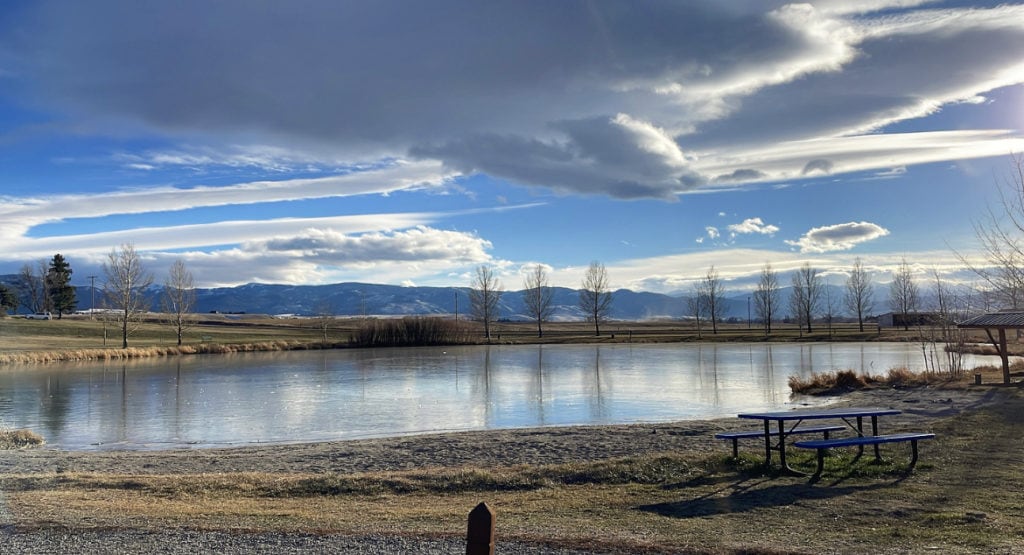 a neighborhood pond within the subdivision