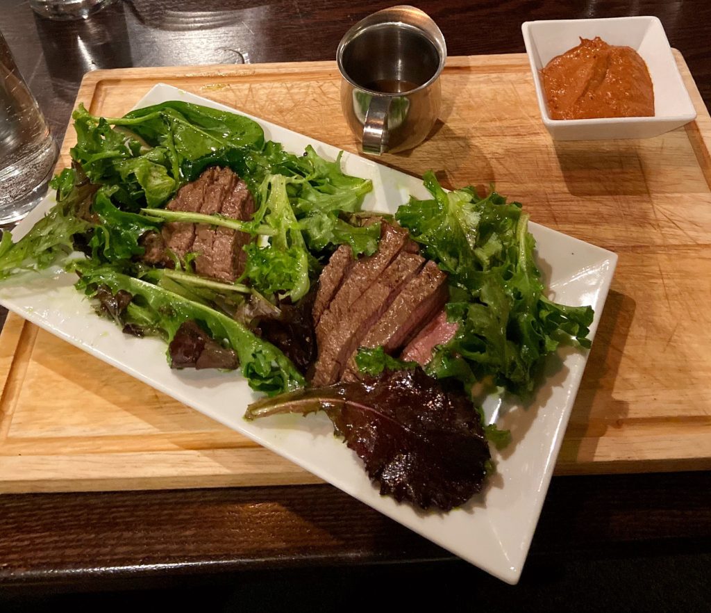 a steak dinner from open range, a restaurant in downtown bozeman