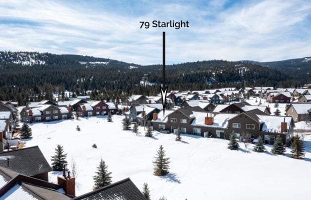 79 Starlight Drive - drone photo of condo association and surrounding area with labeled arrow pointing down at property