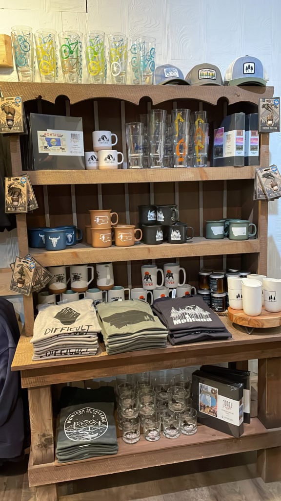 shelf display of merchandise inside of a store in bozeman