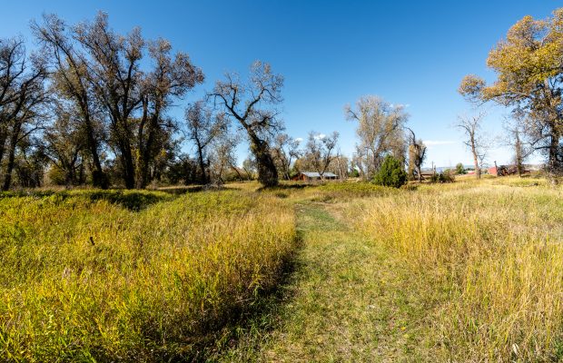 Three lots at Gallatin River Farm: trail in neighborhood common space that leads to the gallatin river and public land