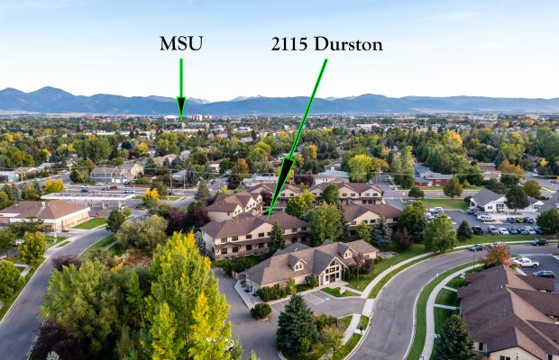 2115 Durston Unit 14, aerial view of property and surrounding area with diagram