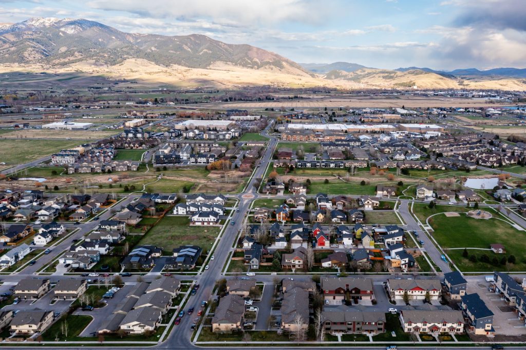aerial view of both lots and surrounding area