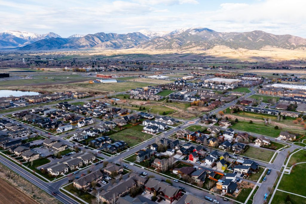 aerial view of both lots and surrounding area
