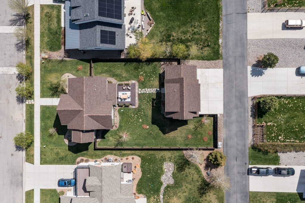 3004 Meah Lane, birds-eye aerial view of home and adjacent properties