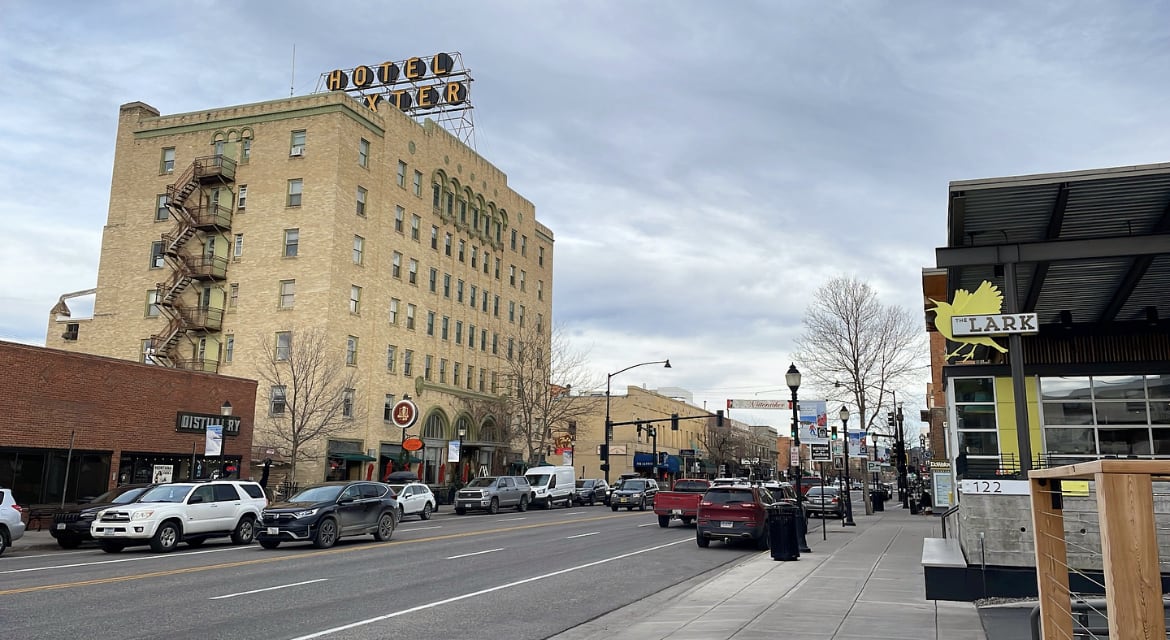 downtown bozeman near the southwest corner intersection of main and willson